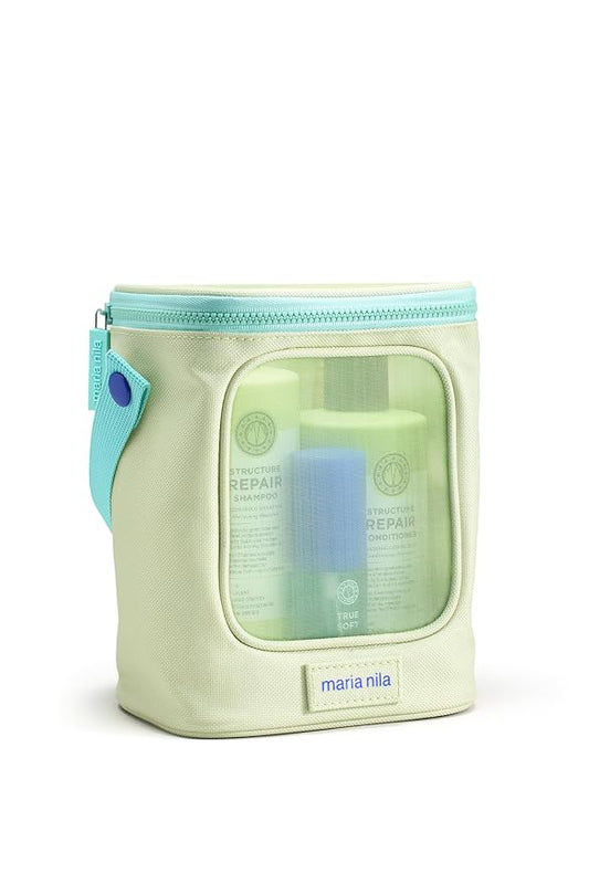 Maria Nila, Structure Repair Beauty Bag, Shampoo/Conditioner/Argan Oil, For Damaged & Chemically Treated Hair, Algae Extract Rebuilds & Moisturizes