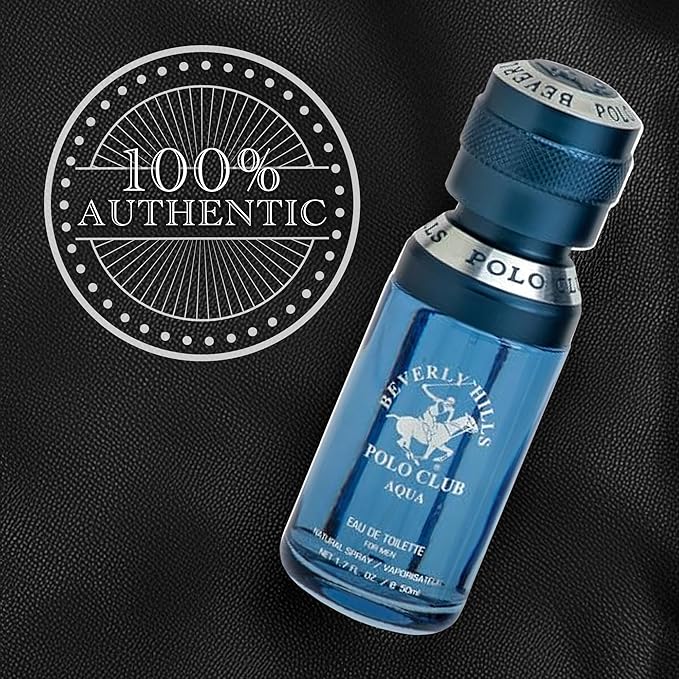 Beverly Hills Polo Club BHPC Men's Aqua Eau De Toilette Bonus Pack - 1.7oz EDT & Portable Travel Spray for Everyday Freshness