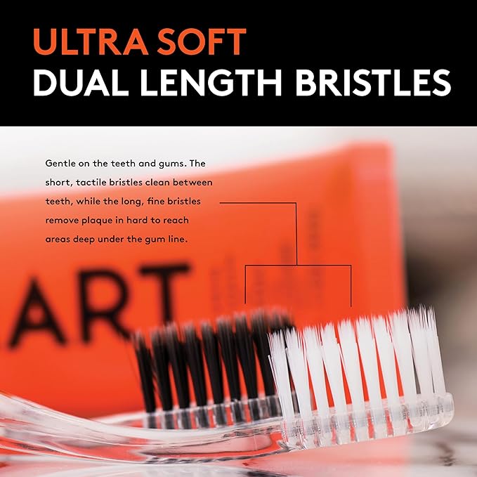 LINHART Extra Soft Toothbrush – Teeth Whitening Toothbrush with Multi Length Bristles, 2 Pack