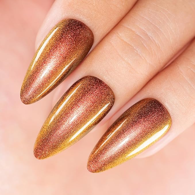 RARJSM Chameleon Nail Polish Gel Orange to Green Color Change Glitter GelPolish 15ML Multichrome Holographic Sparkle Shimmer Nail Gel Varnish Soak Off Curing Requires DIY at Home Salon
