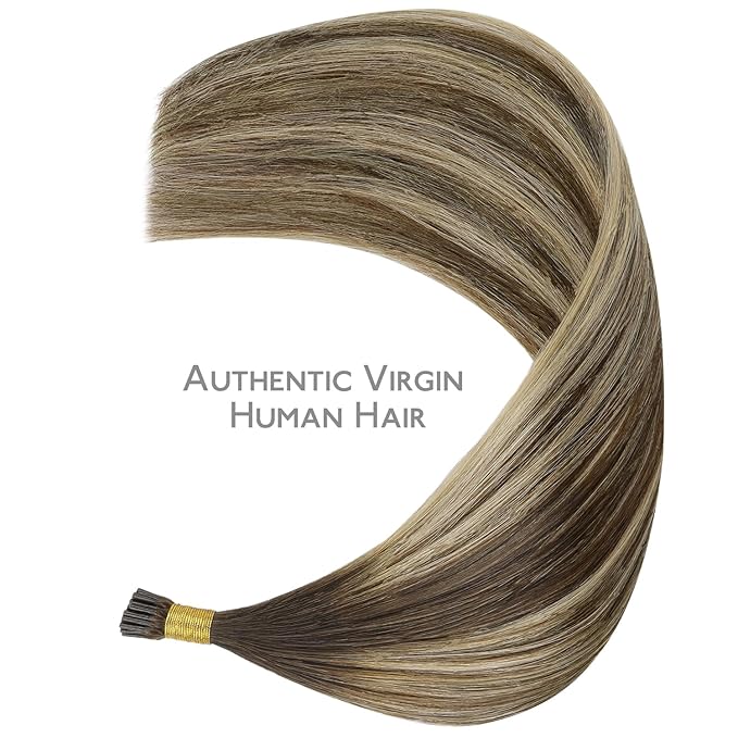 WENNALIFE I Tip Hair Extensions Human Hair, 50g 50s 22 Inch Balayage Chocolate Brown to Honey Blonde Remy Itip Human Hair Extensions Invisible Itips Straight I Tips Fusion Extensions Real Human Hair