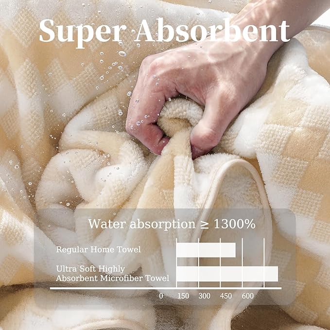 8 Piece Bathroom Towel Set |2 Oversized Bath Towels,2 Hand Towels,4 Washcloths| 600GSM Soft Hotel Towel Set Extra Large Bath Sheet for Bathroom,Highly Absorbent Quick Dry Bath Towel Collections,Beige