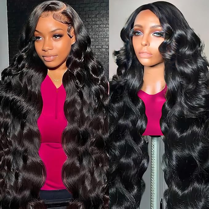 34 Inch Body Wave Lace Front Wigs Human Hair 220% Density Frontal Wigs for Black Women 13x6 HD Lace Front Wigs Pre Plucked Glueless Body Wave Wig