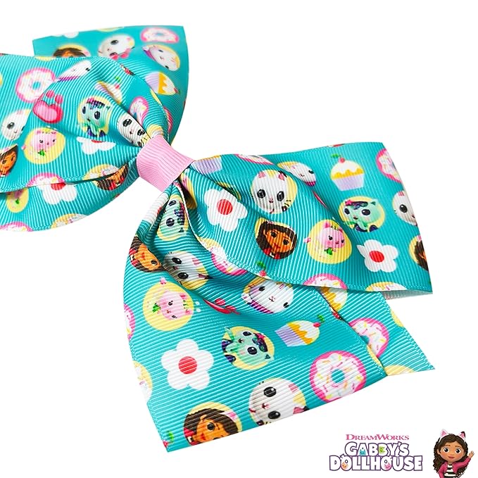 LUV HER Gabby's Dollhouse Single Hair Bow For Girls - One Large Printed Hair Bow Featuring Gabby's Favorite Characters - Alligator Clip - Hair Bows for Daily Styling or Special Occasion, Ages 3+