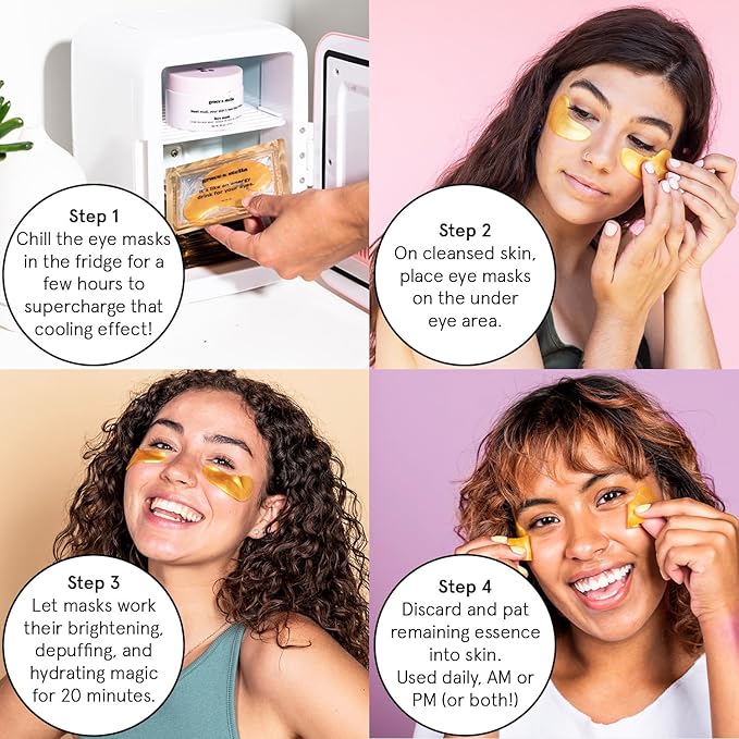 grace & stella Award Winning Under Eye Mask - Teen Valentines Gifts, Gel Eye Patches for Dark Circles, Puffy Eyes, Wrinkles, Undereye Bags, Travel Gifts for Women - Vegan, Self Care (6 Pairs, Gold)