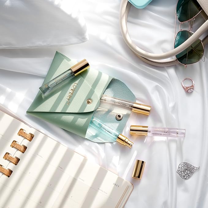 Birthday Gifts From Daughter & Son - Perfume Set Pack of 5 With Leather Pouch - 10ml Mini Fragrances for Travel, Solo Scent & Layering - Sampler Sets for Women & Men