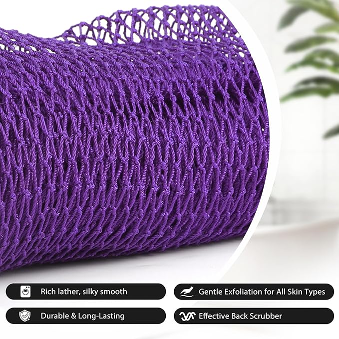 SubSahara African Net Sponge Authentic - 2 Pieces Exfoliating Scrubber for All Skin Types, Ideal for Face & Body Daily Use, Durable, Gentle Exfoliation (Purple & Pink)