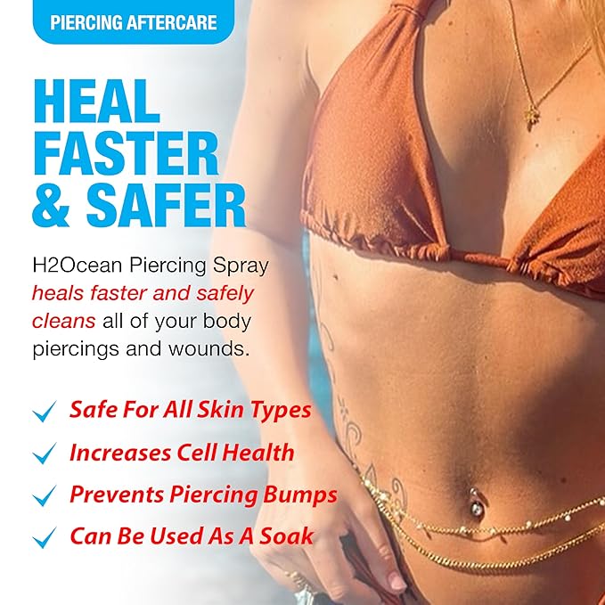 H2Ocean Piercing Aftercare Spray 4oz + Sea Salt Body Piercing Spray 6oz