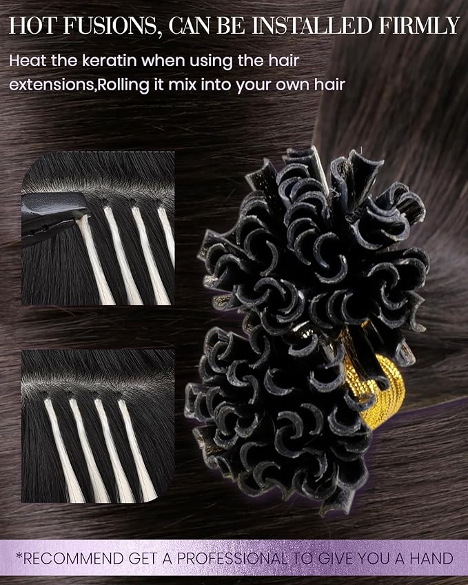 LaaVoo K tip Hair Extensions Real Human Hair U Tip Hair Extensions Human Hair Dark Brown Utip Extensions for Women 20 inch Brown 50g/50s