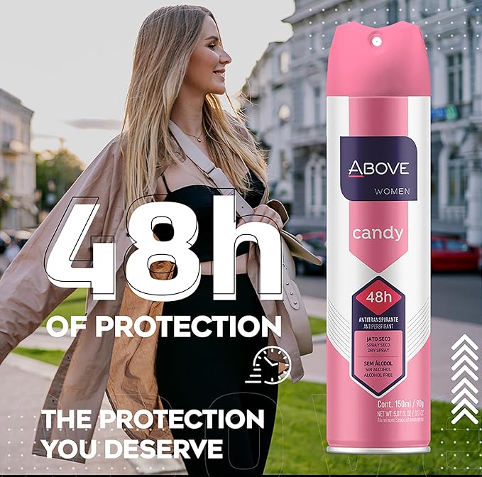 ABOVE 48 Hours Antiperspirant Deodorant, Candy, 3.17 oz - Dry Spray Deodorant for Women - Notes of Lime, Tangerine and Apricot - Antiperspirant Spray.