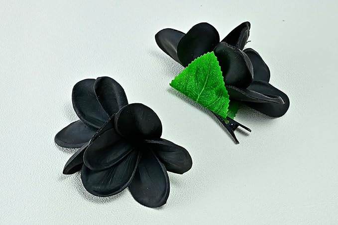 Pack of 2 Real Touch Flowers Hawaiian Flower Hair Clips Plumeria Hibiscus Hair Clips Handmade Hair Accessories for Beach Wedding Bridal Party Mother's Day Women Girls Holiday Gifts(c-822, 2pcs)