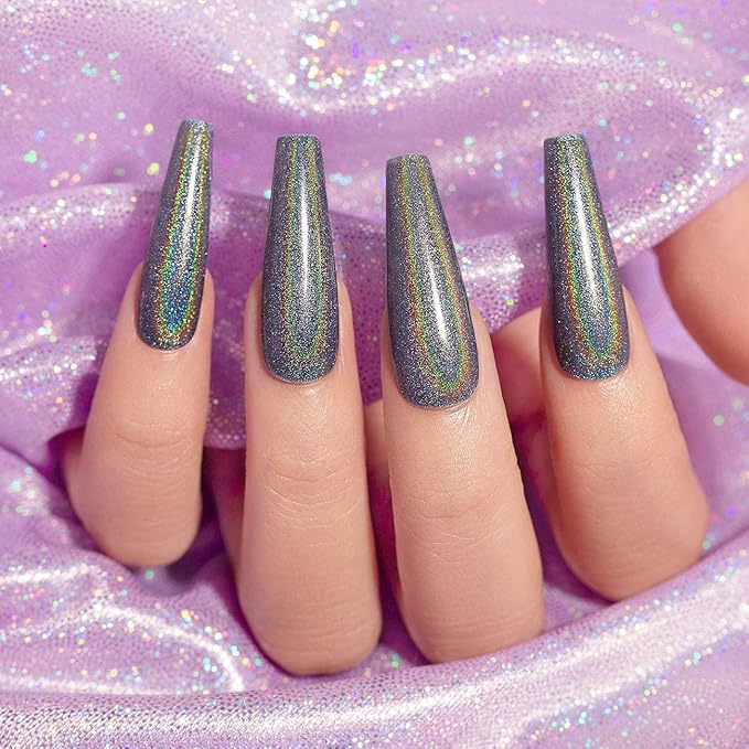 RARJSM Holographic Nail Polish Black Gel Nail Polish Soak Off Nail Gel Collection Cruing Required for Nail Art Design 1 Pack 0.25 Fl.oz RAR72