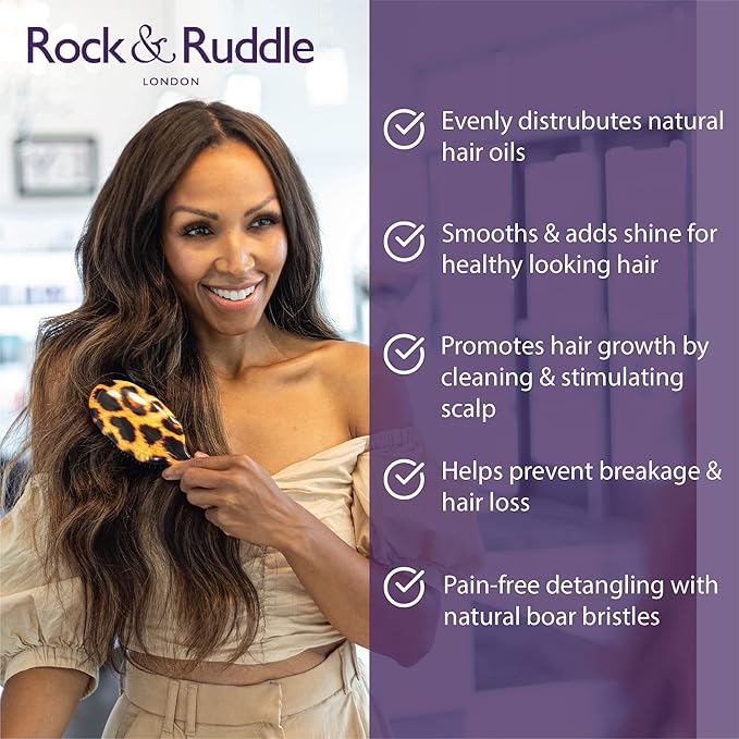 Rock & Ruddle Natural Mixed Bristle Hair Brush for Women and Kids (Large, 21 cm) - Perfect for Wet or Dry Hair, Detangling Smoothing Blowdrying - Designed & Made in UK - Beautiful Butterflies