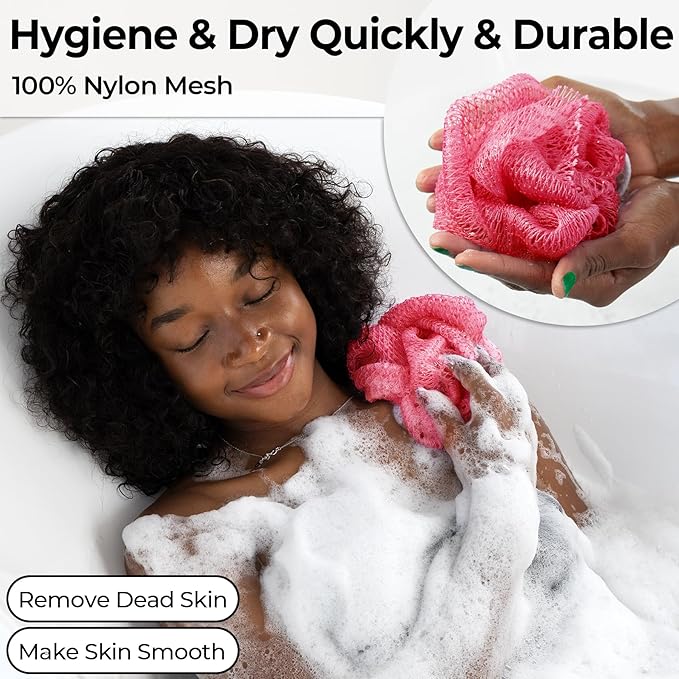 African Net Sponge Authentic - Back Scrub Exfoliating Net Sponge with Knots - 2 Pieces African Bath Sponges for Body Scrubber Exfoliator - Back Washer for Shower Accessories