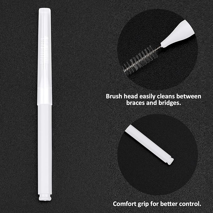 Patelai 100 Pieces Braces Brush for Cleaner Interdental Brush Toothpick Dental Tooth Flossing Head Oral Dental Hygiene Flosser Toothpick Cleaners Tooth Tool(White, Light Pink,Multiple Sizes)