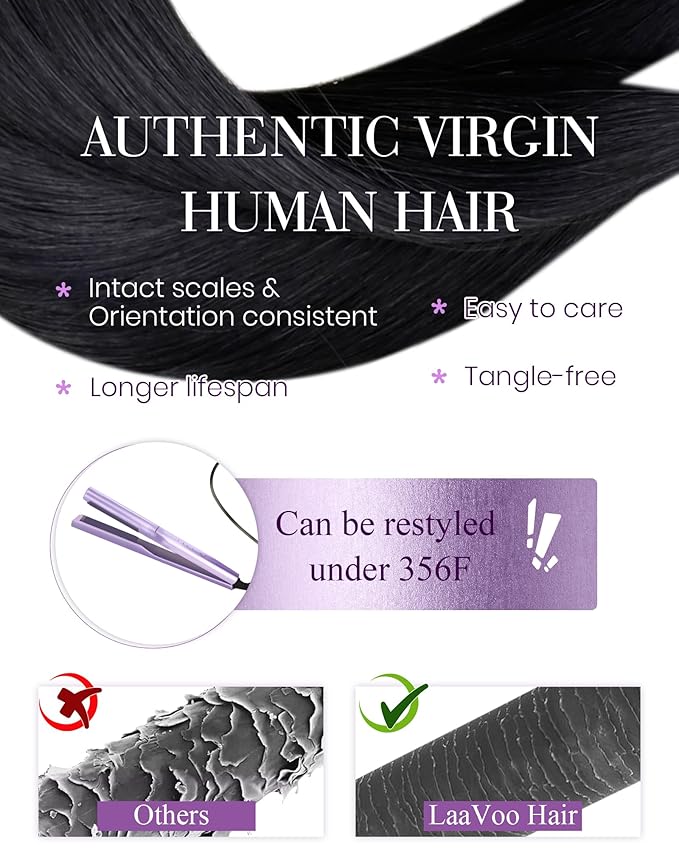 LaaVoo MicroLink Hair Extensions Human Hair 28 inch Jet Black Micro Beads Extensions Long Straight Micro link Hair Extension Real Human Hair Black Women 50g/50s