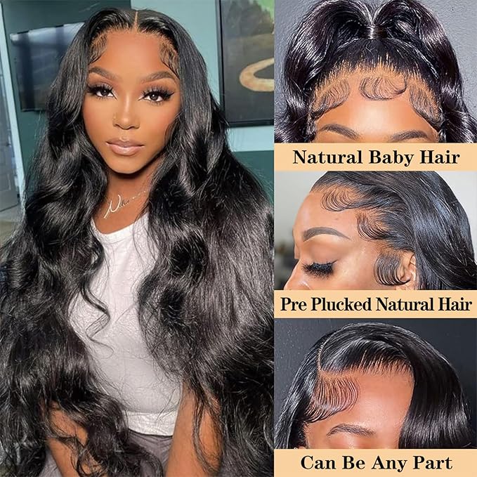 Body Wave Lace Front Wigs Human Hair 200% Density 12A Body Wave Glueless Wigs Human Hair Pre Plucked 13x4 HD Transparent Full Lace Frontal Wigs Human Hair for Black Women 3X Longer Lifespan (32 Inch)