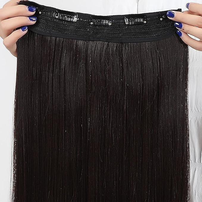 S-noilite 26" Straight Curly 3/4 Full Head One Piece 5clips Clip in Hair Extensions Long Poplar Style for Women Gifts 22colors (26" - Straight, dark brown)