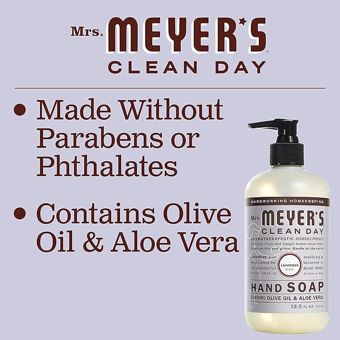 MRS. MEYER'S CLEAN DAY Liquid Hand Soap Refill, Cruelty Free, Lavender Scent, 33 Fl Oz (Pack of 1)