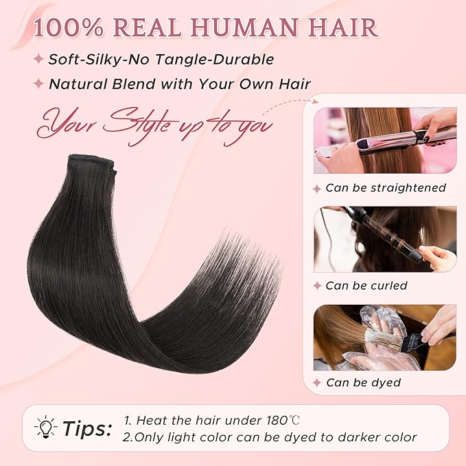 SEGO Clip In Short Hair Extensions Real Human Hair Single 6 Pcs Individual Clip Ins Remy Straight Soft Seamless Hairpieces for Women -12 Inch #01B Natural Black
