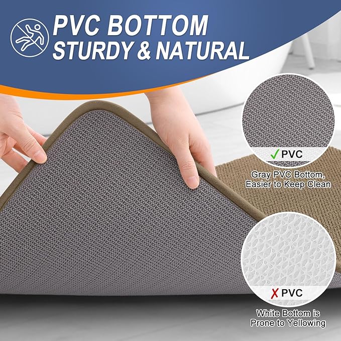 OLANLY Thick Memory Foam Bath Mat Rug 47x20, Extra Soft Absorbent Bathroom Rug, Quick Dry Bath Mats, Non-Slip, Machine Washable Carpet for Bathroom, Tub and Shower, Home Decor Accessories, Tan