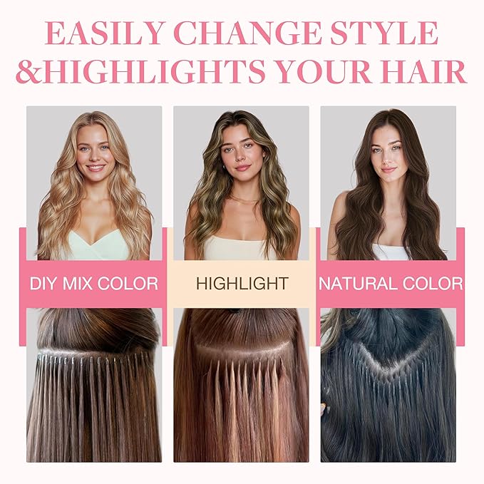 GOO GOO U Tip Hair Extensions Real Human Hair, Double Volume 100g 100S, 22 Inch Hot Fusion U Tip Extensions, Invisible Remy Hair, 16/22 Light Blonde Highlighted Golden Blonde