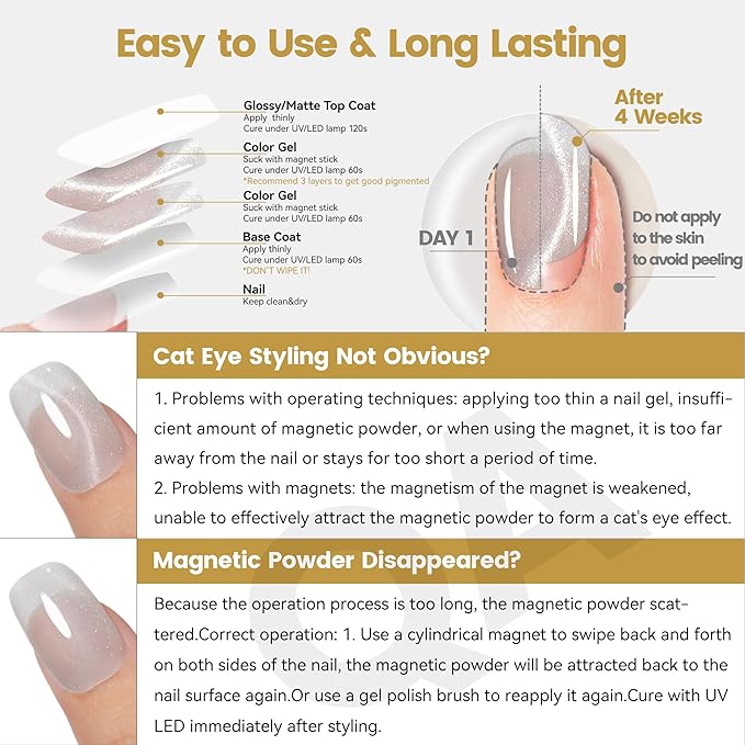 YTD Likomey Cat Eye Gel Nail Polish,Crystal 15ml Bright Silver Magnetic Shimmer Shimmer Glitter Translucent Shiny Fall Winter Salon Home UV Nail Varnish with Magnet Stick,HEMA Free TPO Free,MY518