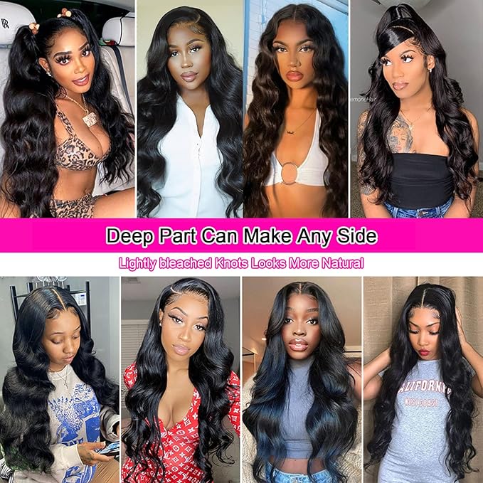 Aicrelery 13x6 HD Lace Front Wigs Human Hair Pre plucked Body Wave Frontal Wigs Human Hair Pre Plucked Bleached Knots With Baby Hair 180 Density Brazilian Hair Wigs for Women (20 Inch, Natural Color)
