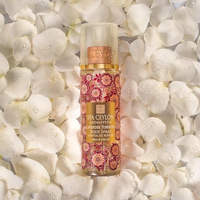 SPA CEYLON Tuberose Body Spray, Fragrant Body Mist with Lavender & Tuberose, Elegant Women's Perfume for All-Day Scent, 200 ml
