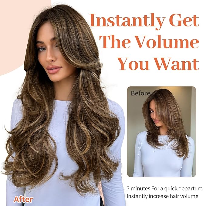 Kookastyle Clip in Hair Extensions, Natural Long Layered Soft Invisible Synthetic Curly Hairpieces for Women,4 pcs(20 Inch,Balayage Dark Brown to Chestnut)