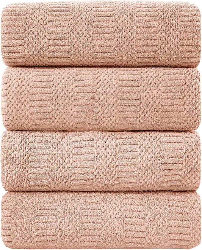 Ycosy 4 Pack Extra Large Microfiber Bath Towels Set,35x70 inches,600GSM,Less Lint Highly Absorbent Super Soft & Quick Dry,Oversized Bath Towels,Perfect for Bathroom Gym Pool,Orange
