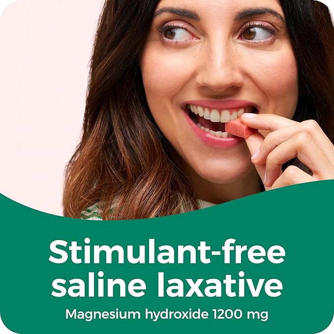 Dulcolax Saline Laxative Soft Chews, Gentle Constipation Relief, Mixed Berry Flavor, Magnesium Hydroxide 1200 mg, 15 Count