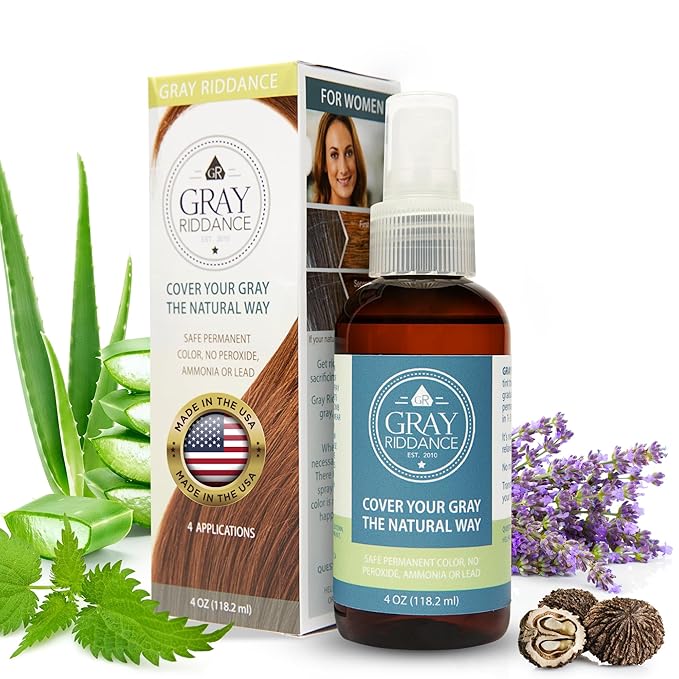 Natural Hair Dye Color Spray - Vegan, Cruelty-Free, Ammonia-Free, Non-Toxic, Permanent, Brown Hair Color - 100% Gray Coverage with Organic Ingredients, Safe for Pregnancy - 4 fl oz