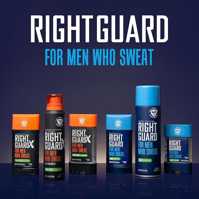 Right Guard Sport Powder Dry Scent Antiperspirant & Deodorant Spray - 4-in-1 Protection Spray Deodorant For Men, Blocks Sweat, 48-Hour Odor Protection, Quick-Drying, & Long-Lasting, 6oz