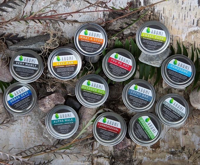 Aromi Solid Cologne | Sweet, Vanilla, Musk Fragrance, Vegan and Cruelty-free Scent, Portable, Travel, Small Gift, Men's Stocking Stuffer, Alcohol-free (Handsome)