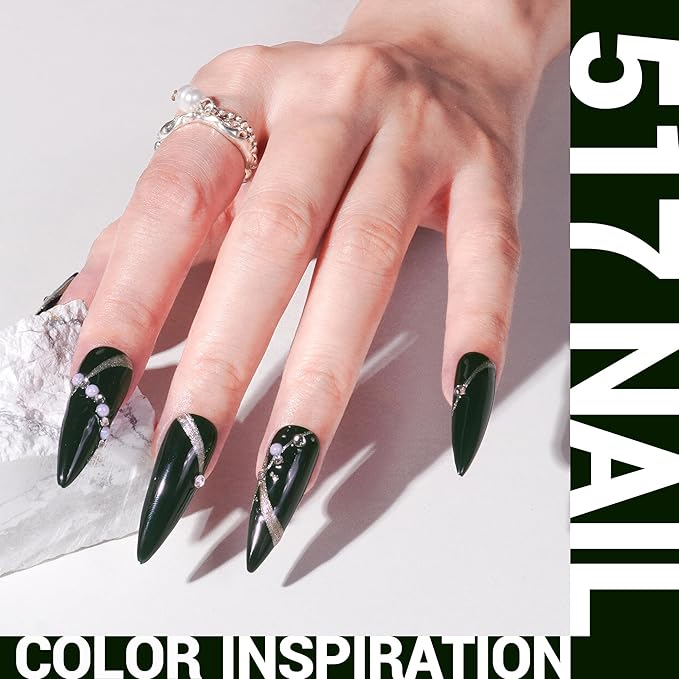 MelodySusie Thick Black Gel Nail Polish, 0.5fl oz Dark Green Nail Polish Soak Off UV LED Blackish Green Gel Polish Gift for Women Nail Art Manicure Salon DIY Nail Design Decoration at Home-517