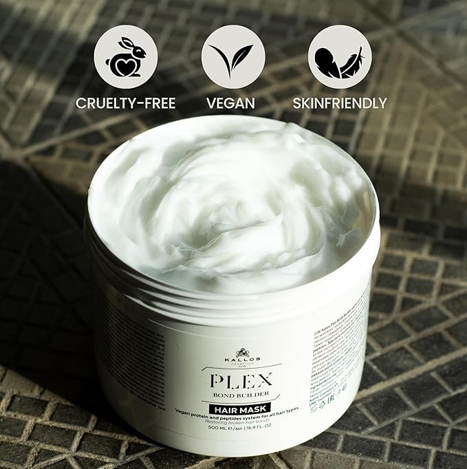 Kallos Plex Bond Builder Hair Mask with Plant Protein and Peptide Complex 1000 ml – 33.81 Fl Oz