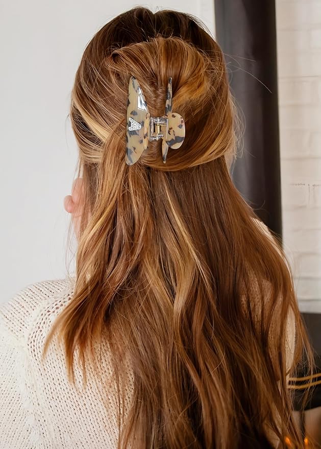 LILIE&WHITE Christmas Gift Tortoise Initial Hair Clips For Women With Letter Rhinestone Hair Claws Trendy Monogram Claw Clips For Thick Hair Alphabet A