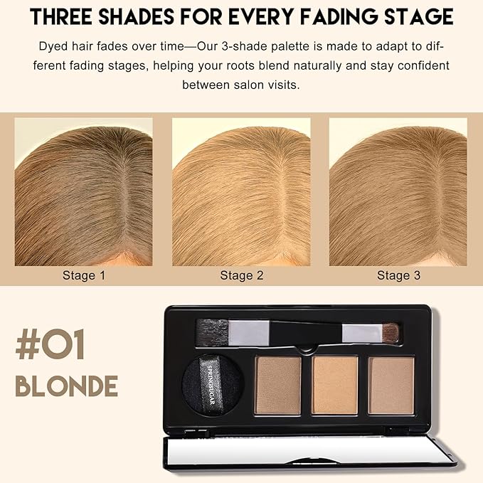Root Touch Up Hair Color – 3 Color Blendable Hairline Powder for Gray Coverage, Root Cover Up & Thinning Edges – 48H Sweat Resistant, Natural Finish for Women & Men – Blonde