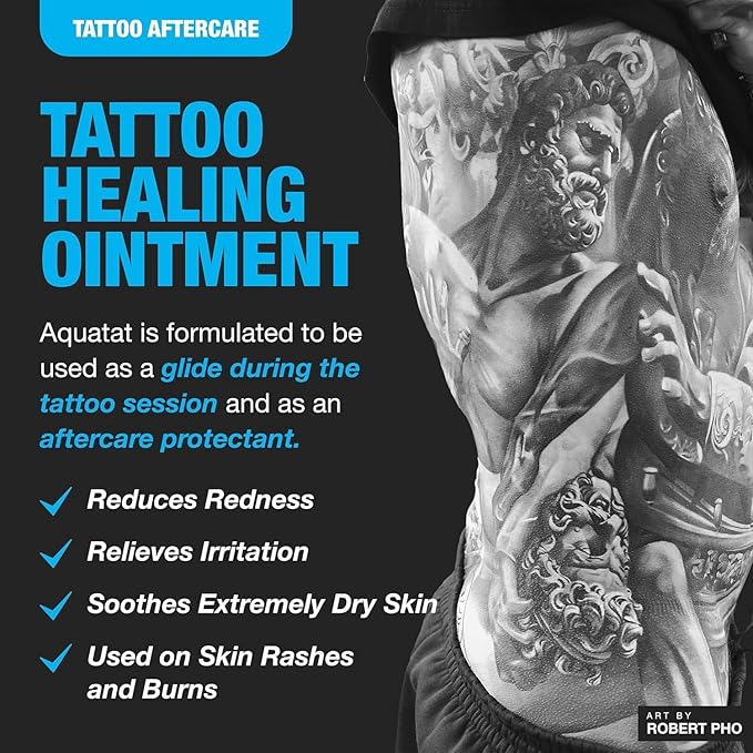 H2Ocean Aquatat Tattoo Healing Ointment - Tattoo Aftercare Cream for Tattoo Supplies - Fragrance- & Dye-Free Tattoo Care Ointment with Vitamins A & B - 1.75 oz (Pack of 2)