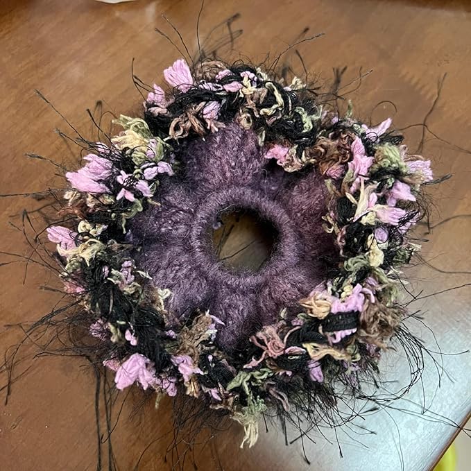 Handmade Hair Ties for Women，Delicate Crochet Mixed Yarn Scrunchie，Extra Large No Damage Hair Ties for Curly，Stylish Ponytail Holder | Ideal Gifts for Women