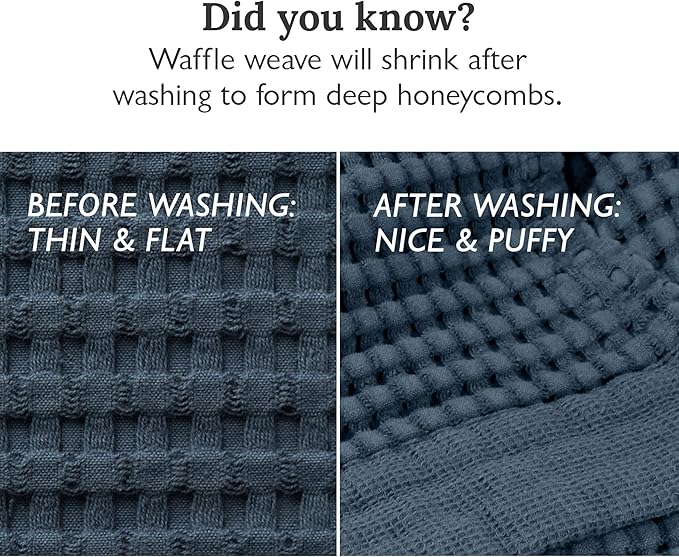 GILDEN TREE Waffle Towel Set Quick Dry Thin | 2 Bath Towels | 2 Hand Towels | 2 Washcloths, Modern Style (Midnight Blue)