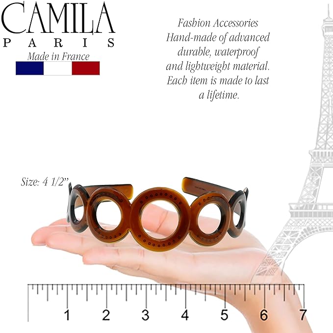 Camila Paris MP307 French Headband for Women, Strong Hold Grip Women's Hair Band, Very Flexible, No Slip and Durable Styling Girls Hair Accessories, Made in France with Cellulose