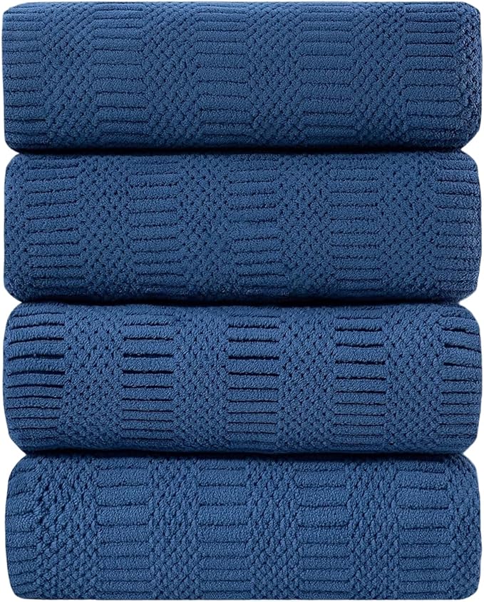 Ycosy 4 Pack Extra Large Microfiber Bath Towels Set,35x70 inches,600GSM,Less Lint Highly Absorbent Super Soft & Quick Dry,Oversized Bath Towels,Perfect for Bathroom Gym Pool,Navy