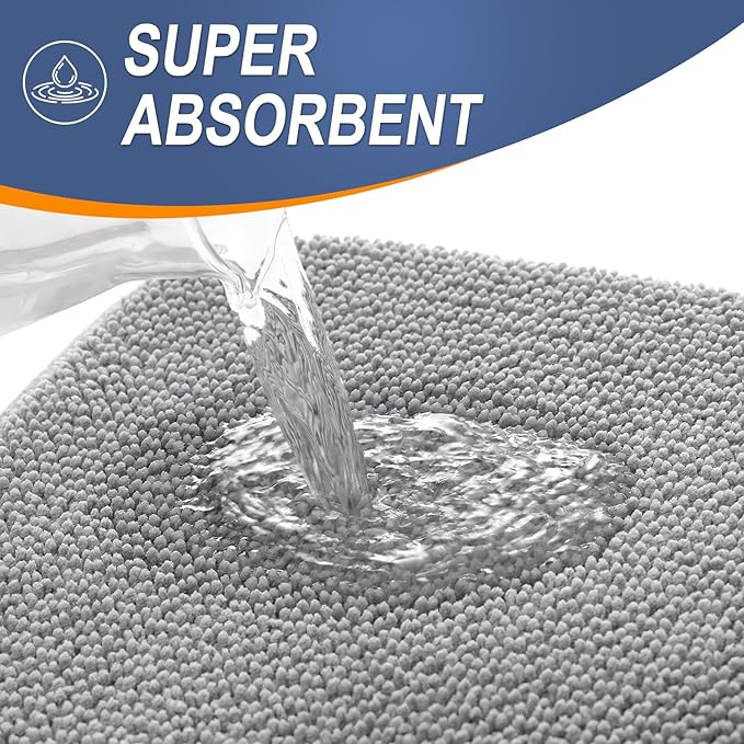 OLANLY Thick Memory Foam Bath Mat Rug 36x24, Extra Soft Absorbent Bathroom Rug, Quick Dry Bath Mats, Non-Slip, Machine Washable Carpet for Bathroom, Tub and Shower, Home Decor Accessories, Grey