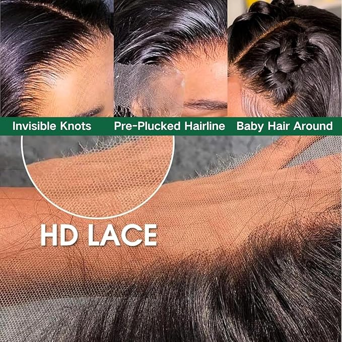 30 Inch 13x4 Lace Front Wigs Human Hair 180 Density Straight HD Lace Front Wigs Human Hair Pre Plucked 13x4 Lace Frontal Straight Human Hair Wigs for Women Glueless Wigs Human Hair (Natural Color)