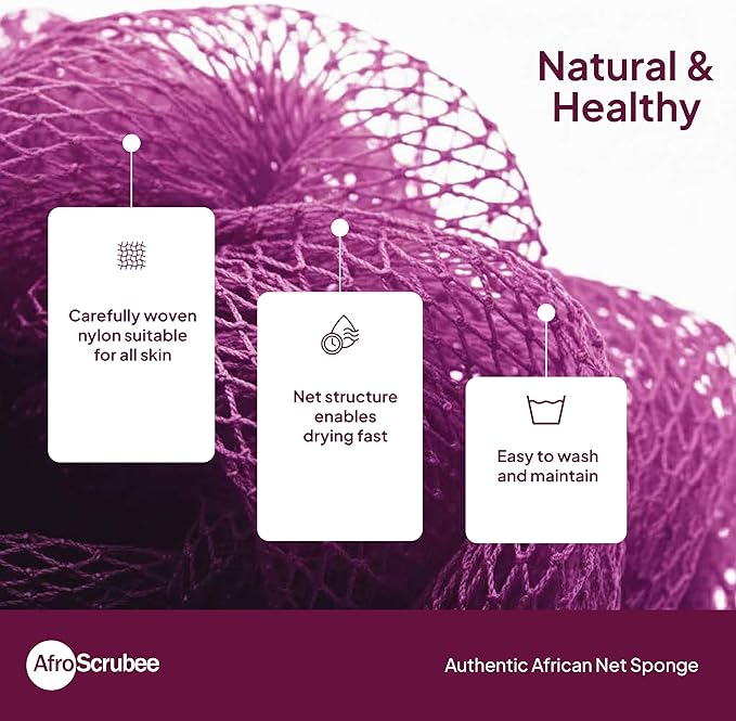 Authentic African Net Sponge Exfoliating Bath Sponge (Purple)