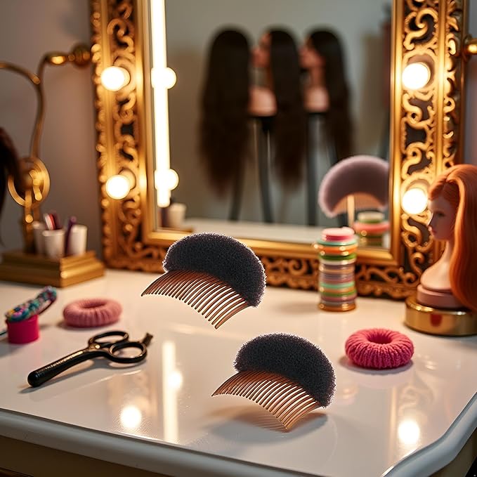2 Pcs Women's Hair Styling Accessories - Soft Foam Hair Inserts, Bump Up Pads, Clip Bun Maker and Braid Tool Clips and Barrettes Hair Accessories