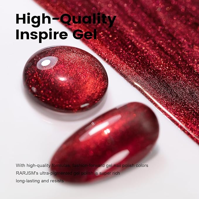 RARJSM Chameleon Gel Nail Polish Black to Red Multichrome Chameleon Color Changing Glitter Chrome GelPolish Curing Requires Sparkle Shimmer Nail Gel Varnish Soak Off DIY at Home Salon 15ml