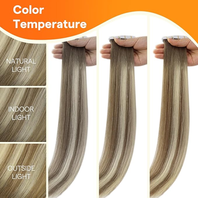 Full Shine Invisi Edge Injected Tape in Hair Extensions Human Hair Color 1000 White Blonde 16Inch Human Hair Tape in Extensions 20Pcs 40Grams Hair Extensions Tape inS for Women Chic Makeover